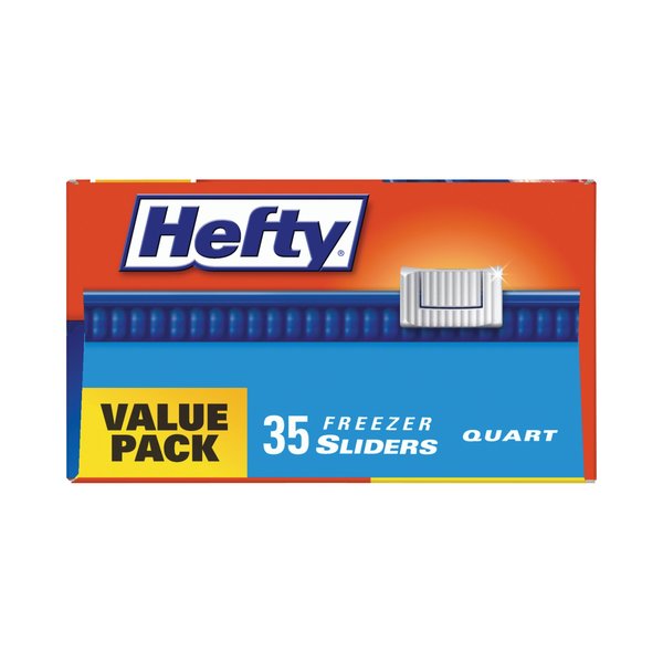 Hefty Slider Bags, 1 qt, 2.5 mil, 7" x 8", Clear, PK315 PAC R82235